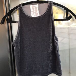 Velvet gray crop top/white maxi flowy skirt